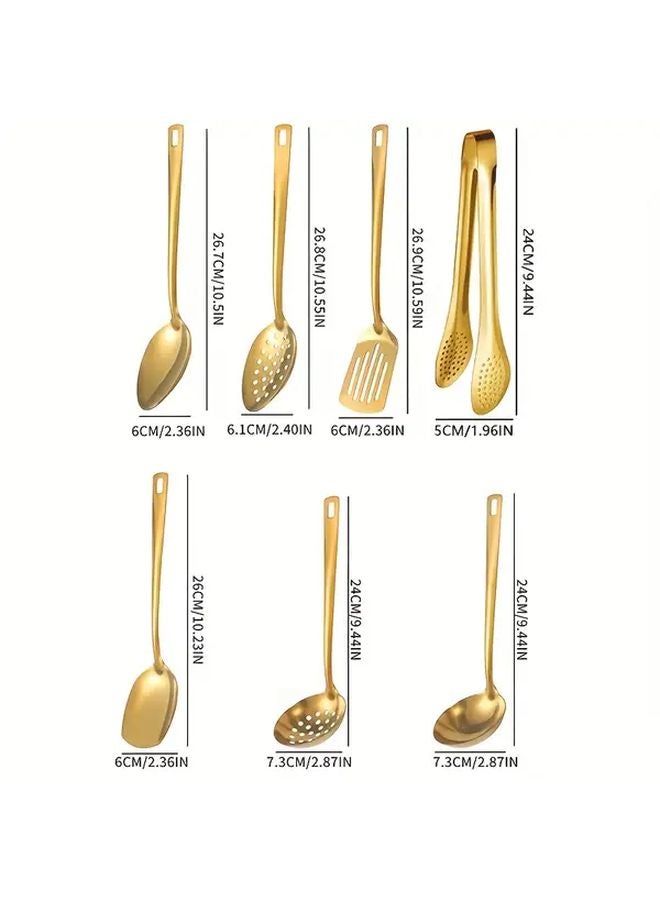 Golden 8 Piece Stainless Steel Cutlery Set Kitchen Utensils Dishwasher Safe - Image 3
